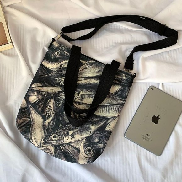 Handbags - Sardine Print Tote Bag